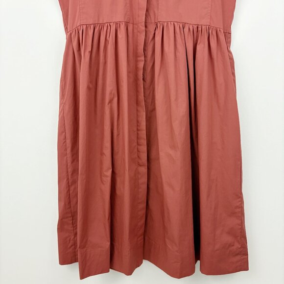 NWT MAYE Harper Shirtdress Size L Cinnamon Midi Cotton Poplin Cap Sleeve Pockets - Picture 5 of 15